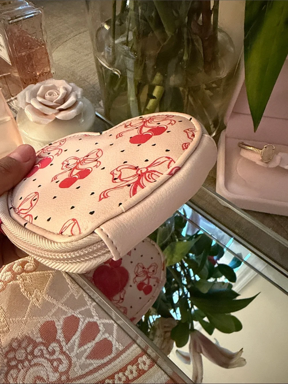 Betsey Johnson Pink Heart-Shaped Cherry Crossbody Bag - Picture 4 of 5